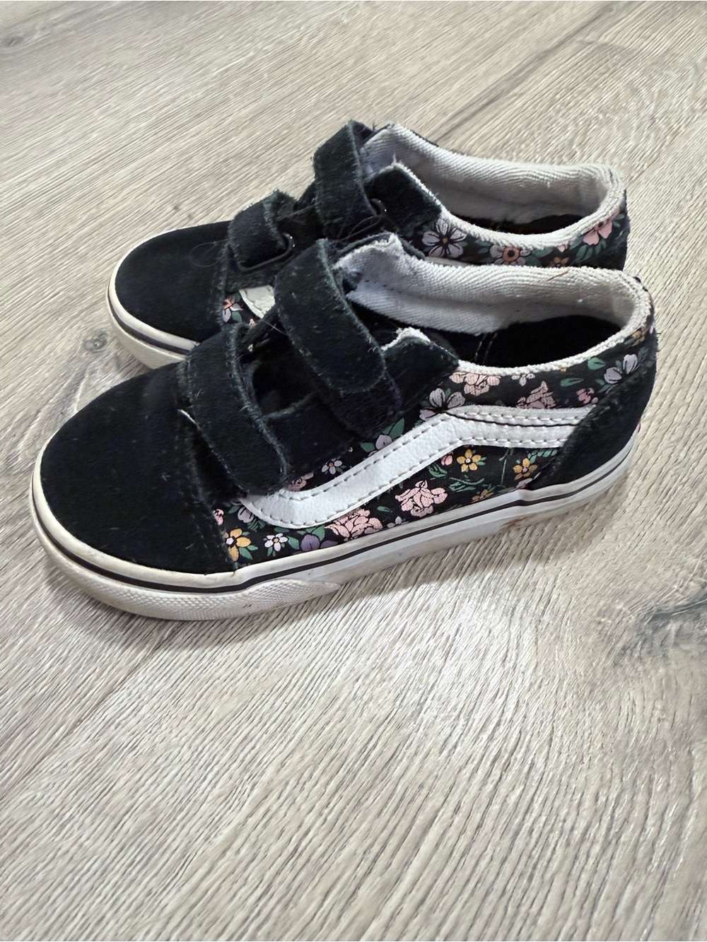 Vans Kids Floral Black Velcro Sneakers